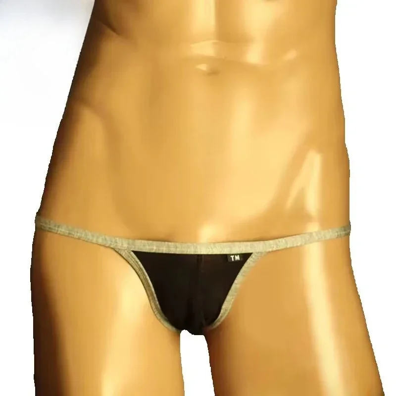 Mens Cotton Single Strap T-back Thong, Low Rise Color Block Slim Waist, Stretch Breathable Sexy Underpants