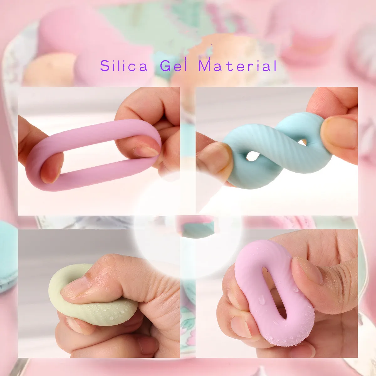 3 Pcs/Set Macaron Cock Ring Delay Ejaculation Adult Toys For Men Dick Enlargement Silicone Penis Ring Sex Toys Stronger Erection