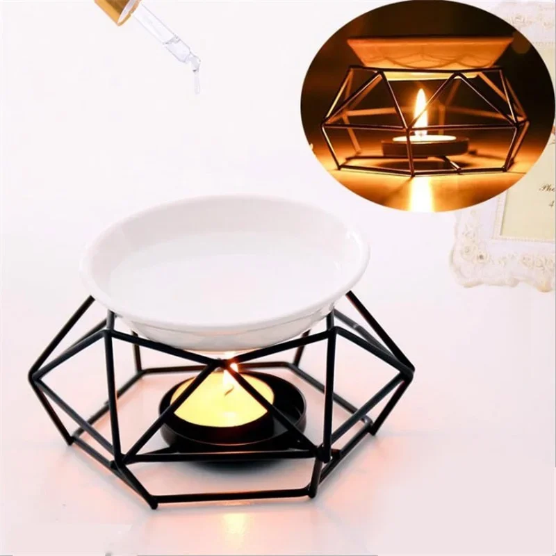 

Nordic Candle Holder Aromatherapy Ceramic Oil Lamp Stainless Steel Base Aroma Burner Home Decoration Ornament Meditation Gift