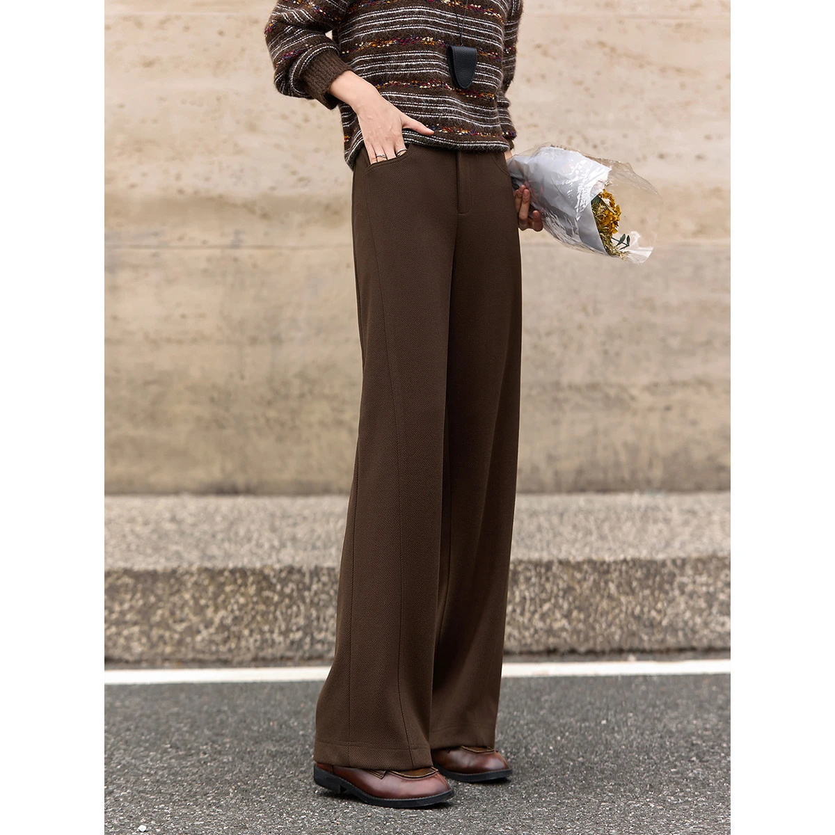 VIMLY Simple Long Winter Pants for Women 2025 Casual Solid Elastic Waist Straight Trousers Loose Fitting Woman Clothing A3383