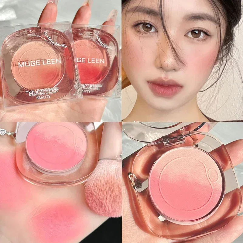 Heallor Strawberry Pink Blush Palette Gradient Color Matte Rouge Powder Cherry Tomatoes Cheek Tint Gloss Fine Shine Blusher Make