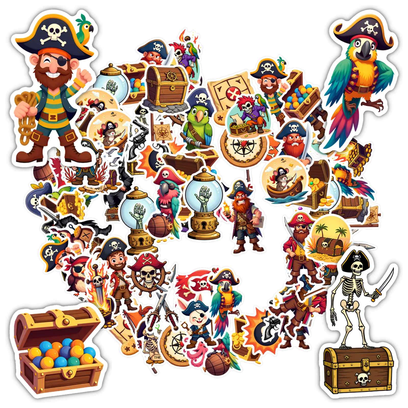 

35 шт.-50 шт., наклейки с игривыми черепами, приключенческие морские пиратские наклейки, граффити, наклейки для гитары, сделай сам, скейтборд, ноутбук, чемодан