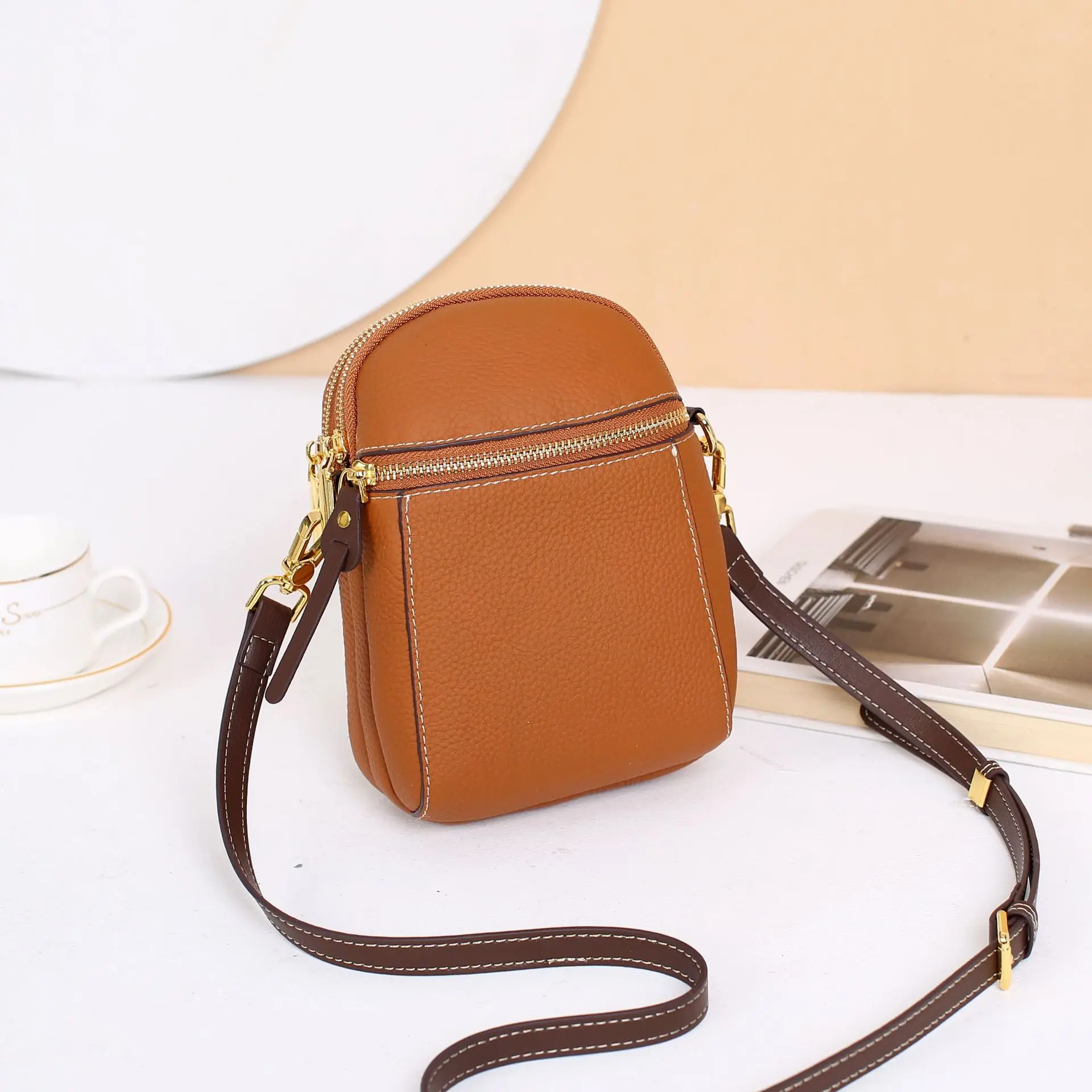 Genuine Leather Women\'s Crossbody Shoulder Bag Women Cross Body Messenger Satchel Small Cute Kawaii Bags for Ladies Cell Phone