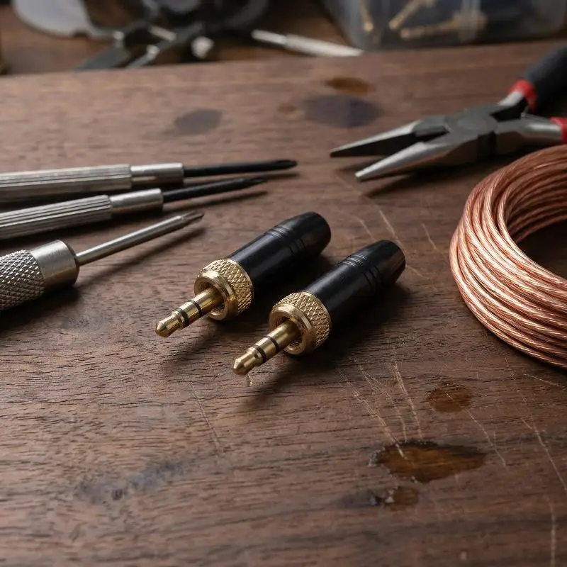 1Pcs 3.5mm TRS Stereo Plug With M6 Screw Lock Male Audio Connector For UWP-D21 UWP-D22 Wireless Microphone Accessories