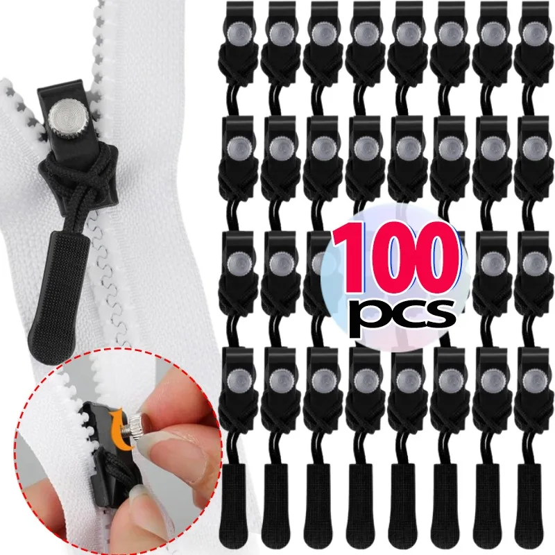 1/100pcs Universal Zipper Repair Kit Detachable Zipper Head Replacement Zipper Slider Pull for Jacket Bags Coat Free Sewing