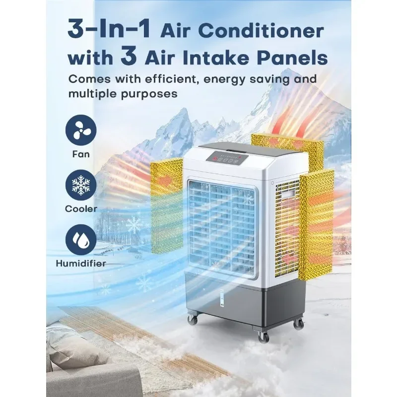 Windowless Air Conditioner, 35-INCH Swamp Cooler Air Conditioner 2 Modes & 3 Speeds Smart Timer for Auto off  Wider Oscillation