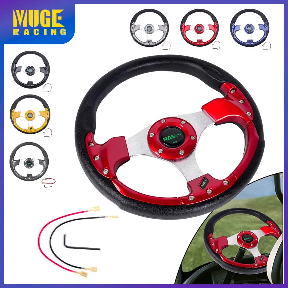 MUGE-Universal 13 Inch Racing Steering Wheels Leather Surface Drifting Sport Steering Wheel 6 Blots STW018-TP