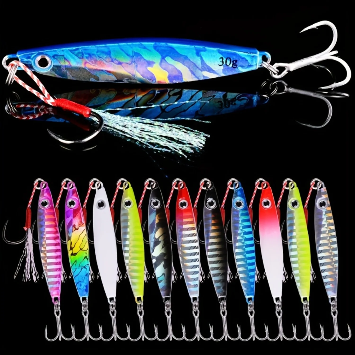 12pcs Laser Hard Bait Fishing Lures for Saltwater - Premium Metal Jigs for Tuna, Bass, Salmon, & Kingfish - High-Quality Fishing