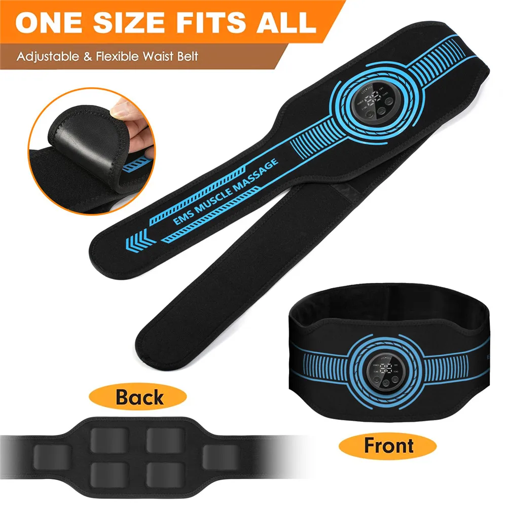 USB Rechargeable Abdominal Muscle Trainer Abdominal Toning Belt Muscle Toner Waist Arm Leg Training Home Gym Fitness Massager