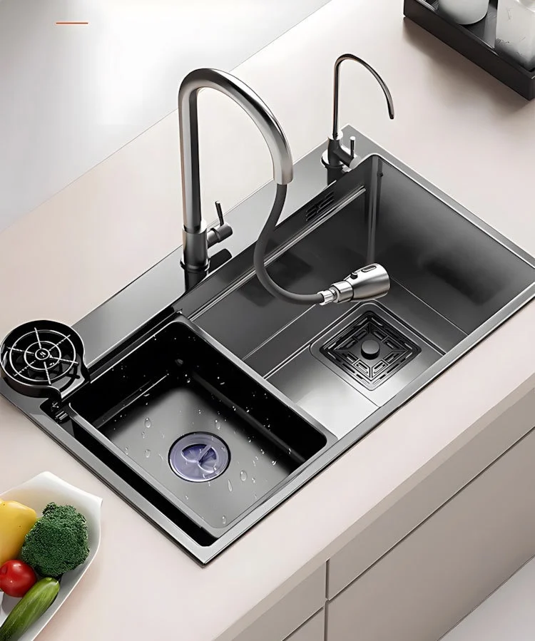 Kitchen Sink 304 Stainless Steel Handmade Nano Coated Large Single Bowl Undermount Anti-scratch 3MM Thick For Modern Kitchen Use