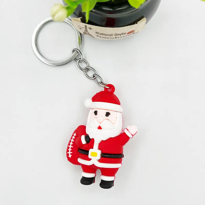 Christmas Series Santa Claus Christmas Tree Key Chains For Backpacks Pendant Cute Elk Doll Key Ring For Kids Friends Gift