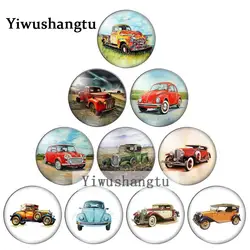 Fashion style vintage cars 10pcs mixed 12mm/20mm/25mm/30mm Round photo glass cabochon demo flat back Making findings