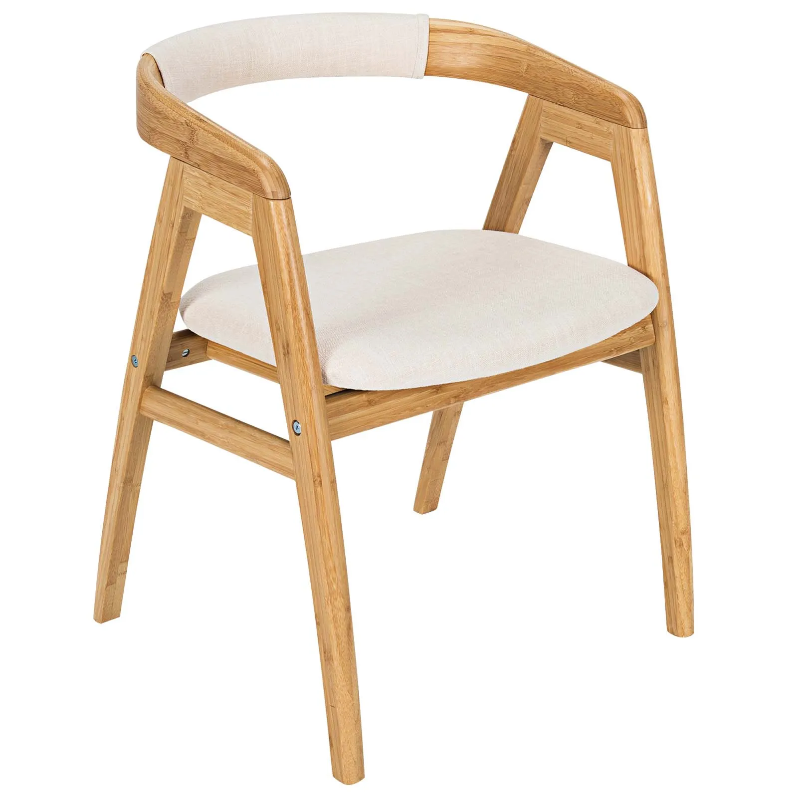 

Leisure Bamboo Chair Dining Chair w/ Curved Back & Anti-slip Foot Pads