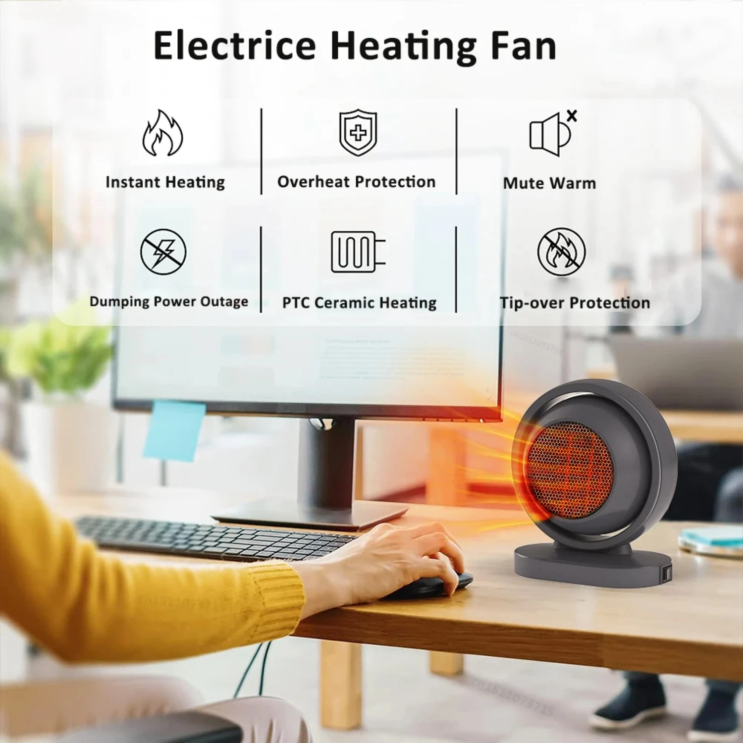 Portable Mini Desktop Fan Heater – Compact Electric Room and Office Stove with Hot Air Blower for Radiator Warmer Heating Fans