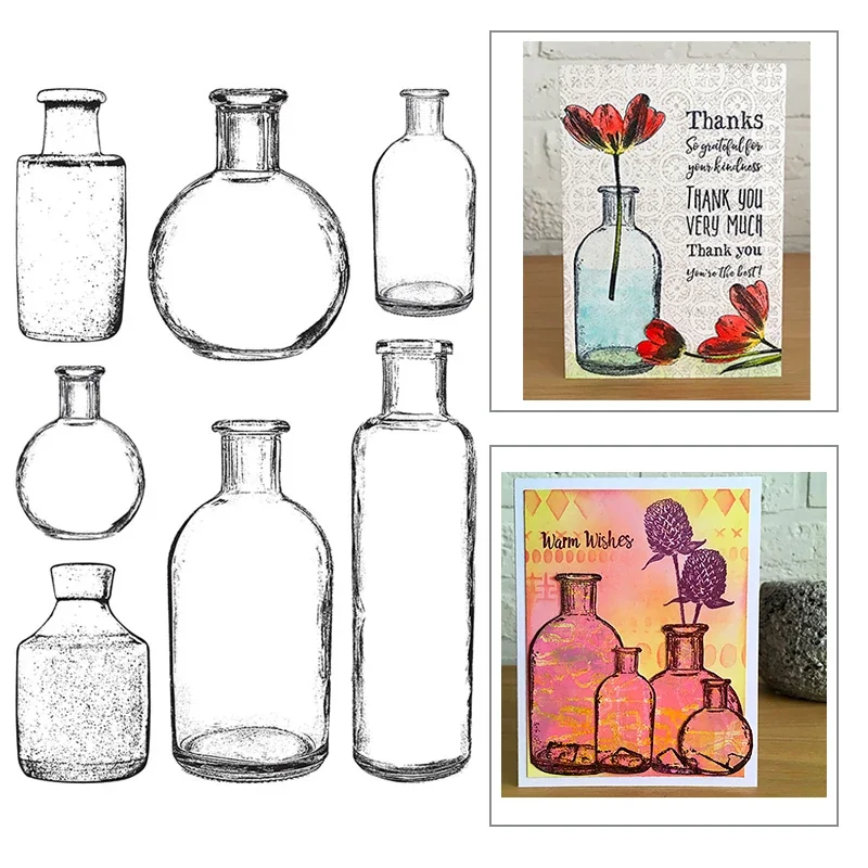 New Vase Glass Bottle Pattern Clear Stamps For DIY Craft Making Greeting Card and Album Scrapbooking No Metal Cutting Dies