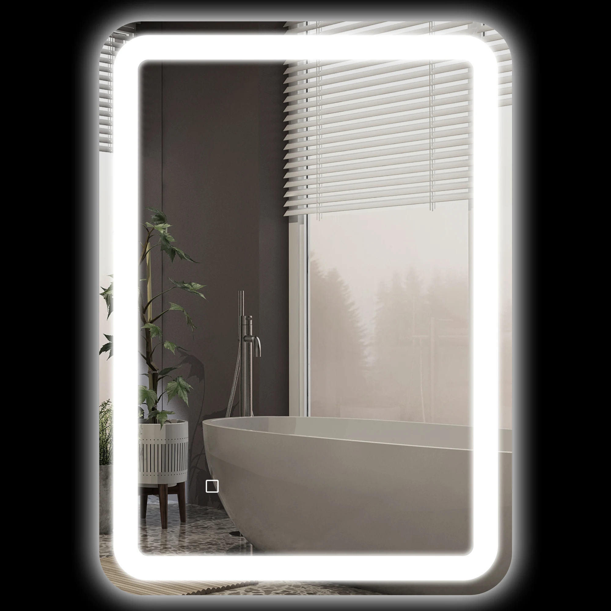 HOMCOM Espejo de Baño con Luces LED 50x70 cm 3 Temperaturas de Color Regulable