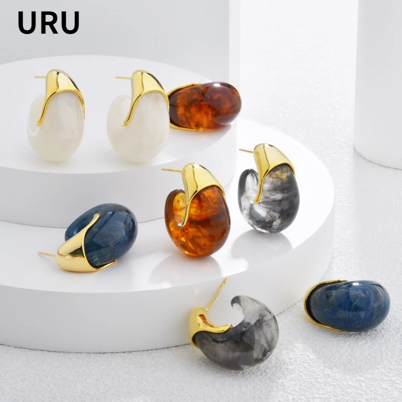 Fashion Jewelry Vintage Temperament Geometric Resin Earrings For Women Female Gifts Simply Design Ear Accessories Hot Selling