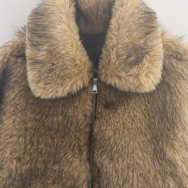 

Long Sleeve Tops Outwear With Zipped Winter Warm Thick Woman Jacket zartins Coat Fur Jackets Women's Khaki Elegant Fashion Coat