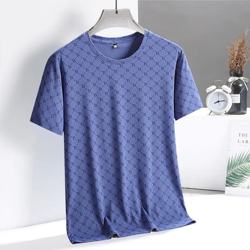 Summer Short-Sleeved T-Shirt Pajamas Pajama Pants Tops Shorts Men\'s New Ice Silk Letters Homewear Casual T-Shirt Shorts