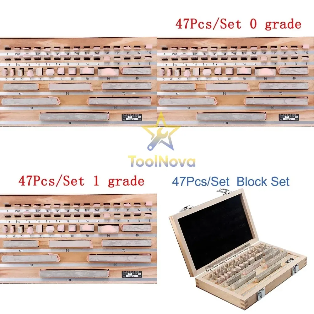 SHAHE Block Gauge 47Pcs/Set 1 Grade 0 Grade Caliper Block Gauge Inspection Block Gauge