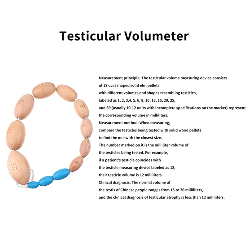 【Wooden Orchidometer For Male Testis Volume Measurement 12 Sizes Tanner Stage Development Tool For Testicular Size Assessment】
