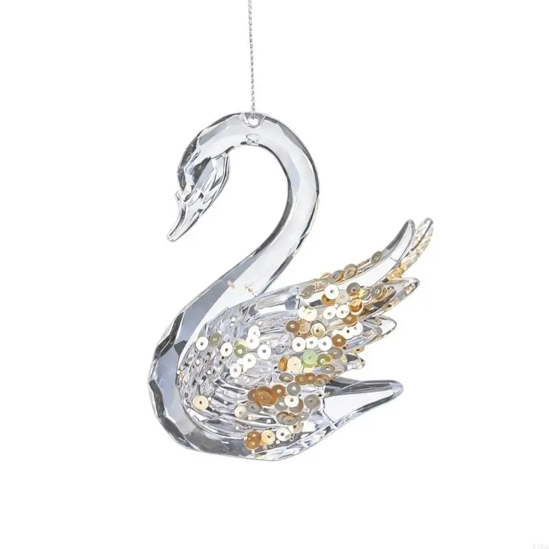  Seasonal Hanging Accent Christmas Tree Ornament with Clear Acrylic-Look Body and Gold Fill Finish for Home Use
