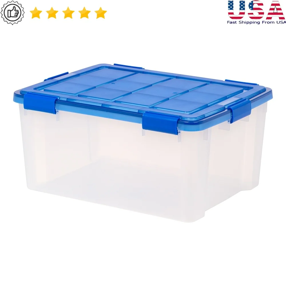 

60 Qt Plastic Storage Bins Airtight Containers with Lids Stackable Clear Design Heavy Duty Home Office Garage Organization