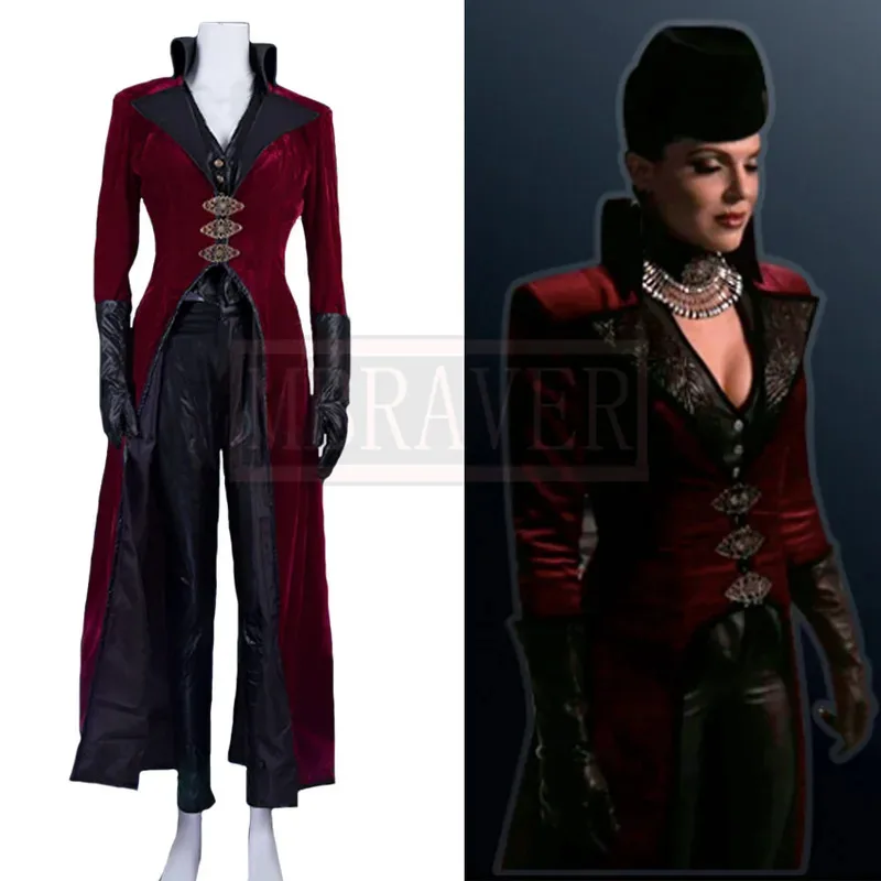 ذات مرة الشر الملكة ريجينا الأحمر تأثيري حلي حفلة الهالوين الزي الرسمي مخصص أي حجم