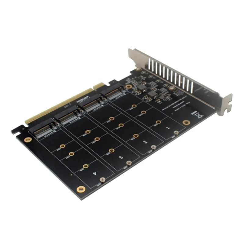 Top-PCIE To NVME 4 Bay M2 M Key Type SSD To PCIE16X Expansion Card Adapter Car