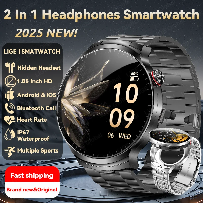 Smartwatch Headset - LIGE 2026 New TWS 2-In-1 Headset