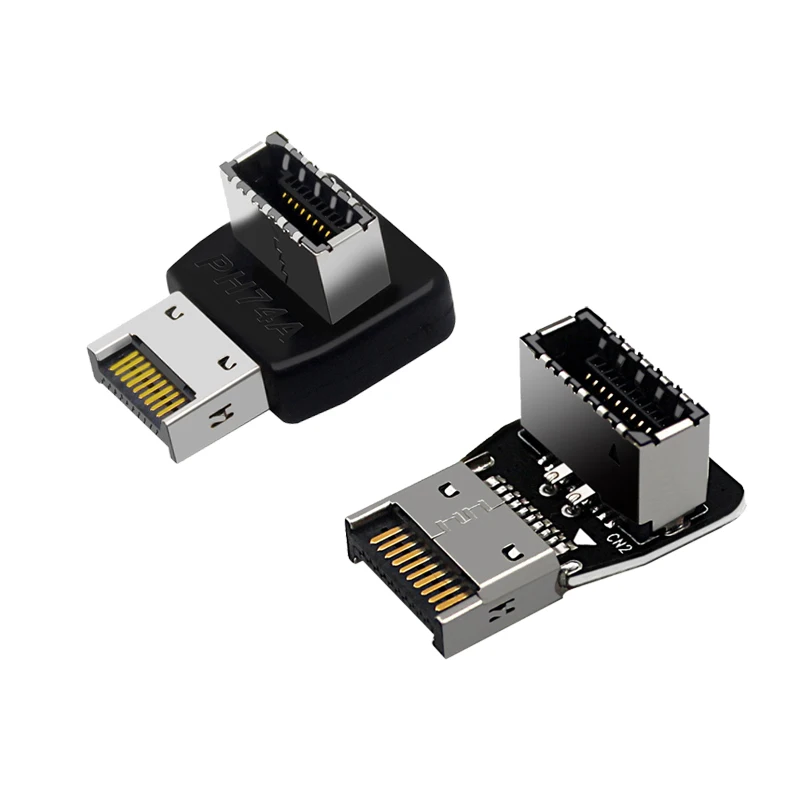 

USB Connector Adapter USB3.1 Type-E 90 Degree Converter Adapter Case Front Type C Socket Desktop Computer Motherboard Connector