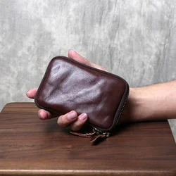 Genuine Leather Multifunctional Key Bag For Men Large Capacity Cowhide Change Driver's License Bag Personalized Handmade Wllet