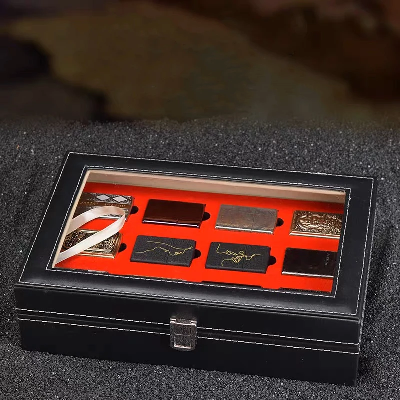 24 Slots Lighter Holder Case Two Layers Leather Lighter Box Luxury Lighter Display Gift Case