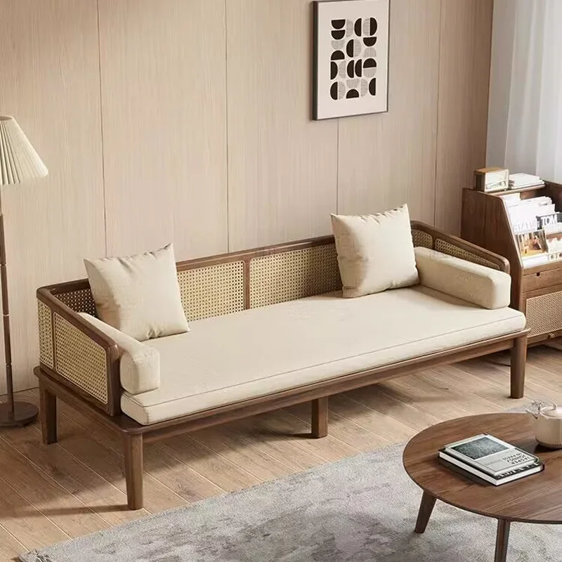 

Solid wood sofa bed can be pushed and pulled small household living room retractable dual-purpose sofa