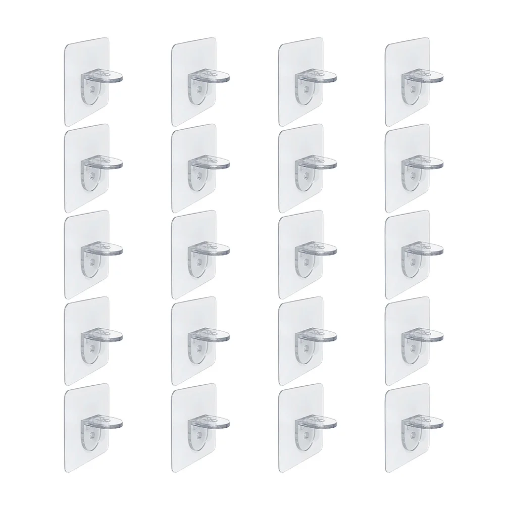 

20 Pcs Seamless Support Stickers Wardrobe Fixed Paste Hooks Plastic Partition Pegs Shelf Brackets Punch-free Wall Adhesive