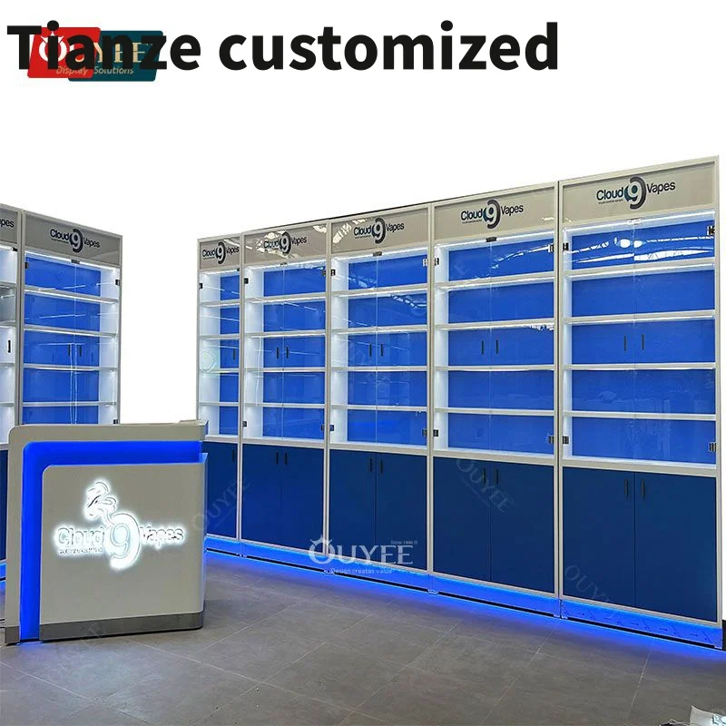 Customized-high quality display glass display cabinet lock glass cabinet supermarket smoke retail shop display