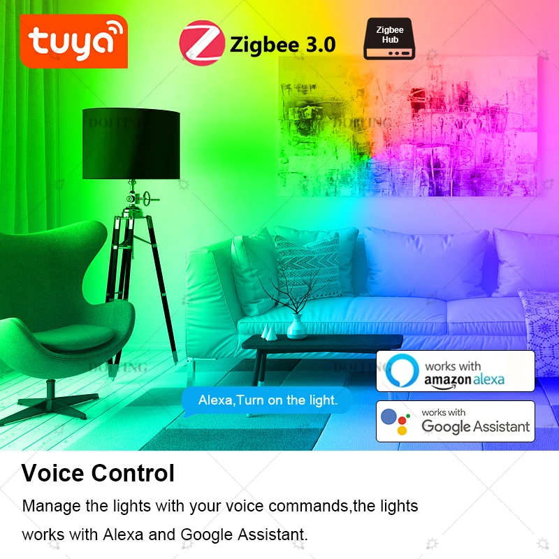 Tuya Zigbee Smart Led-lamp E27 B22 Lampen RGBCW Werkt met Amazon Alexa Google Home Smart Life APP Spraakbesturing 110V 220V