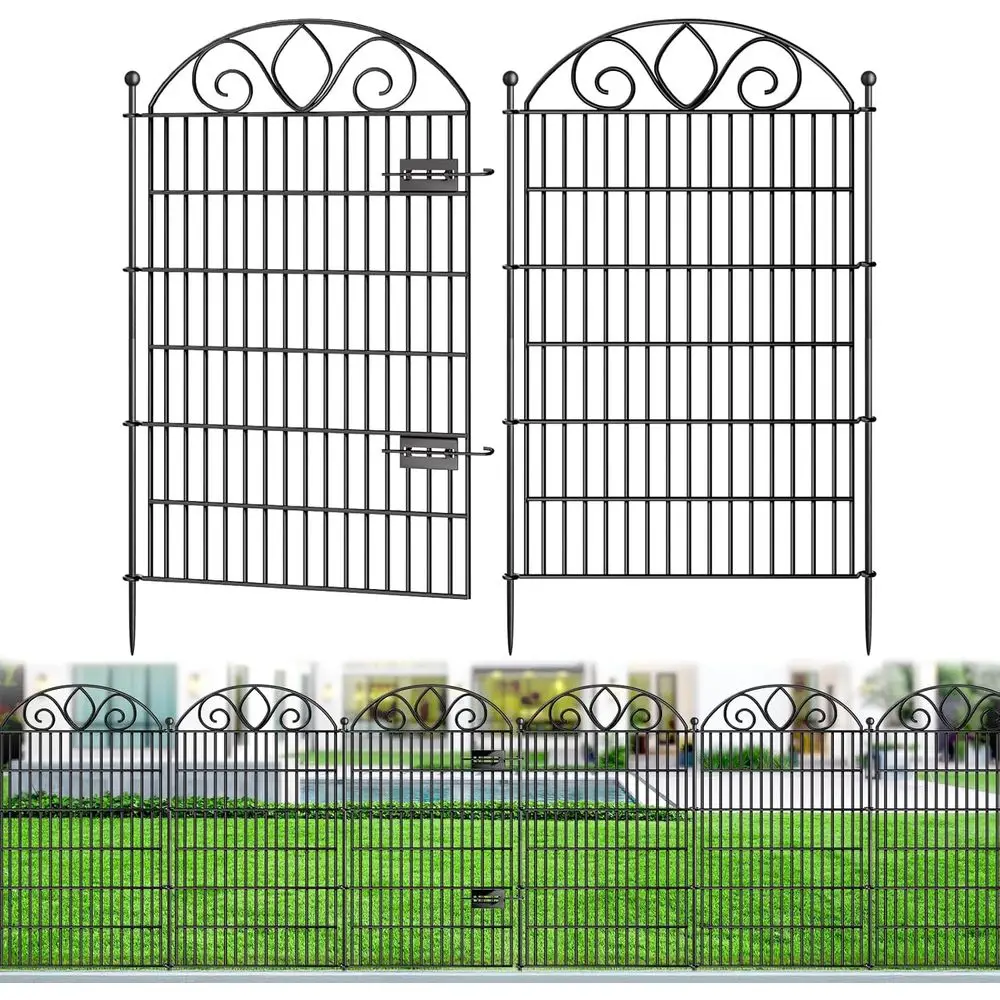 

44 Tall x 23.6' Long Rustproof Metal Dog Fence, Outdoor Garden Border, Patio, Flower Barrier | Temporary Fencing