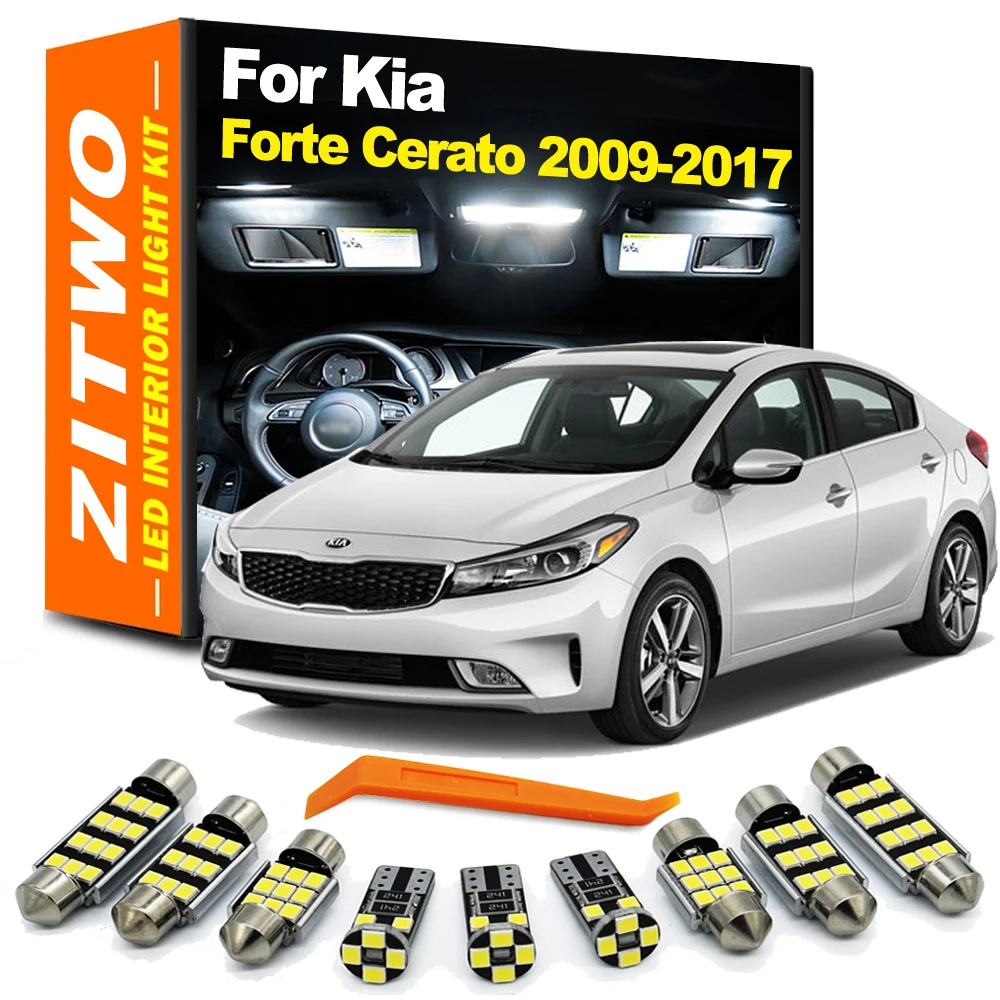 ZITWO 9Pcs Samochodowa żarówka LED Wewnętrzna lampka do czytania Zestaw lamp bagażnika Do Kia Forte Cerato 2009 2010 2011 2012 2013 2014 2015 2016 2017