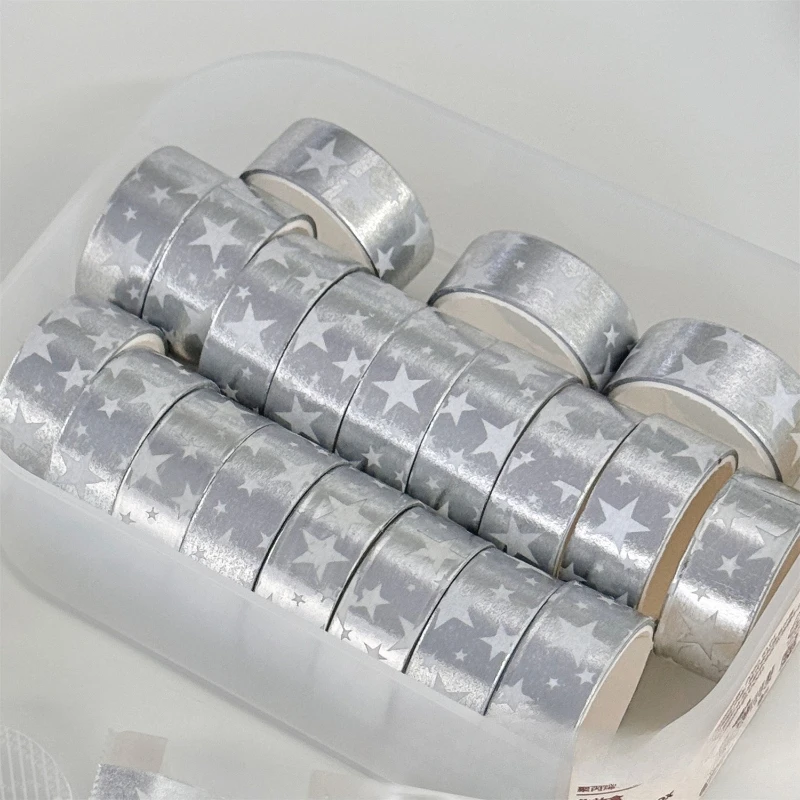 1pc Silver Star Tape 15mmx2m Tape For Gift Wrapping Stationery Decorative Crafts