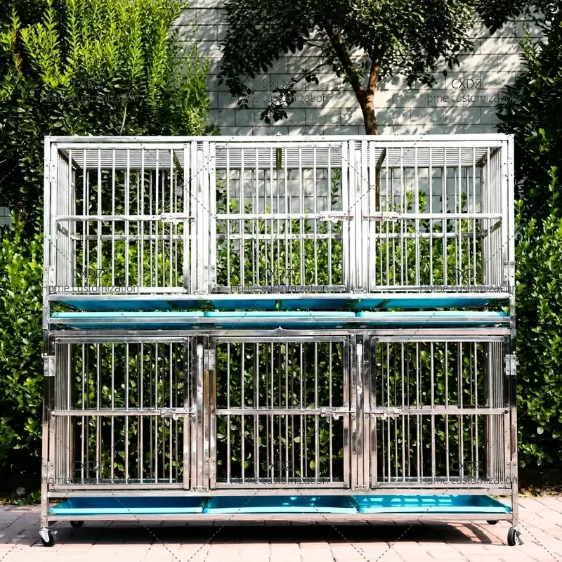 Stainless Steel Dog Cage 3 Layer Multi Tier Pet Crate for Large Medium Small Dogs Rustproof Kennel for Home or Pet Store Use