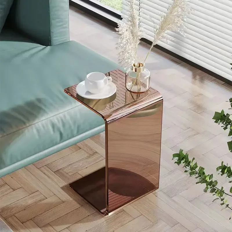 55/60/65cm Light Luxury Acrylic Sofa Side Table Small Apartment Living Room Design Tea Household Bedroom Bedside