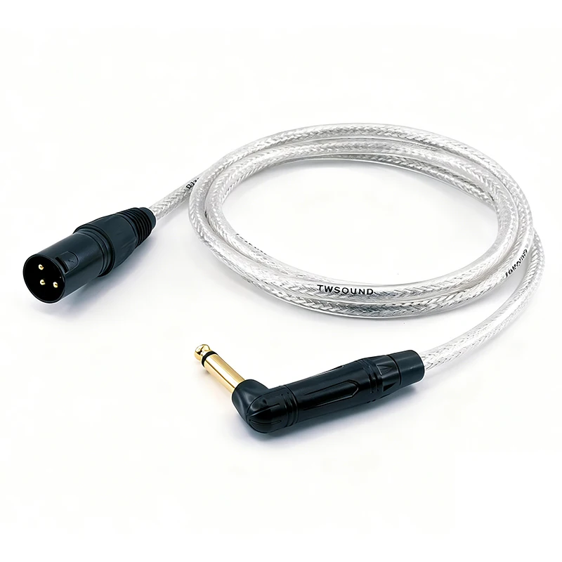 High Quality TS to XLR Male 90° Cable Anti-Noise HiFi Audio Durable Braided for Guitar/Mixer/Amplifier