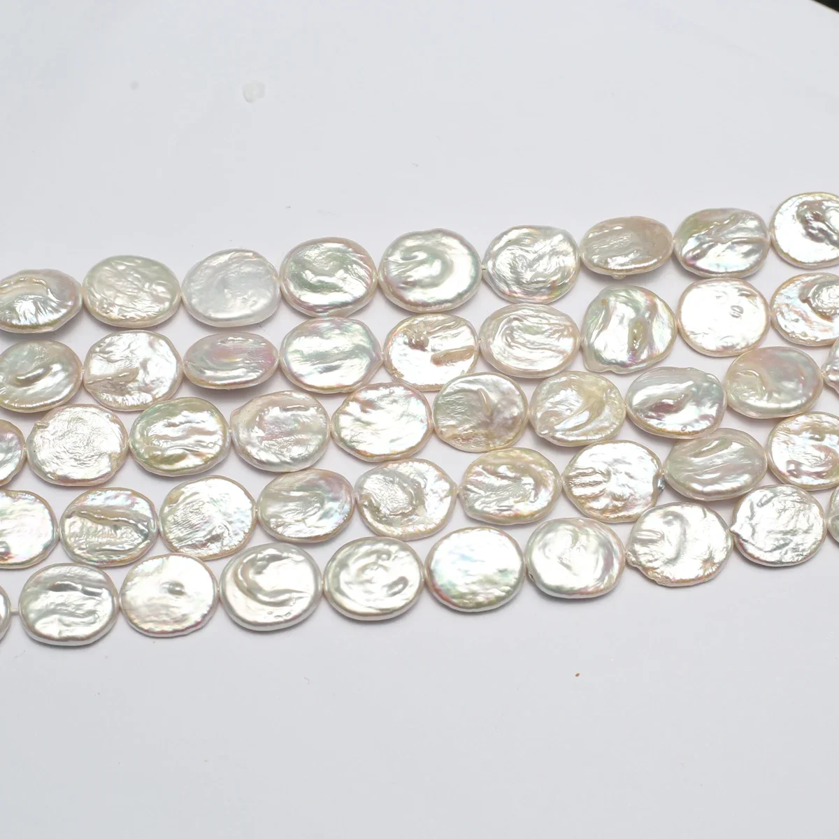 AAA 화이트 패션 천연 담수 진주 타원형 바로크 단추 구슬 쥬얼리, DIY 목걸이 팔찌 액세서리 선물 만들기, 14x16mm