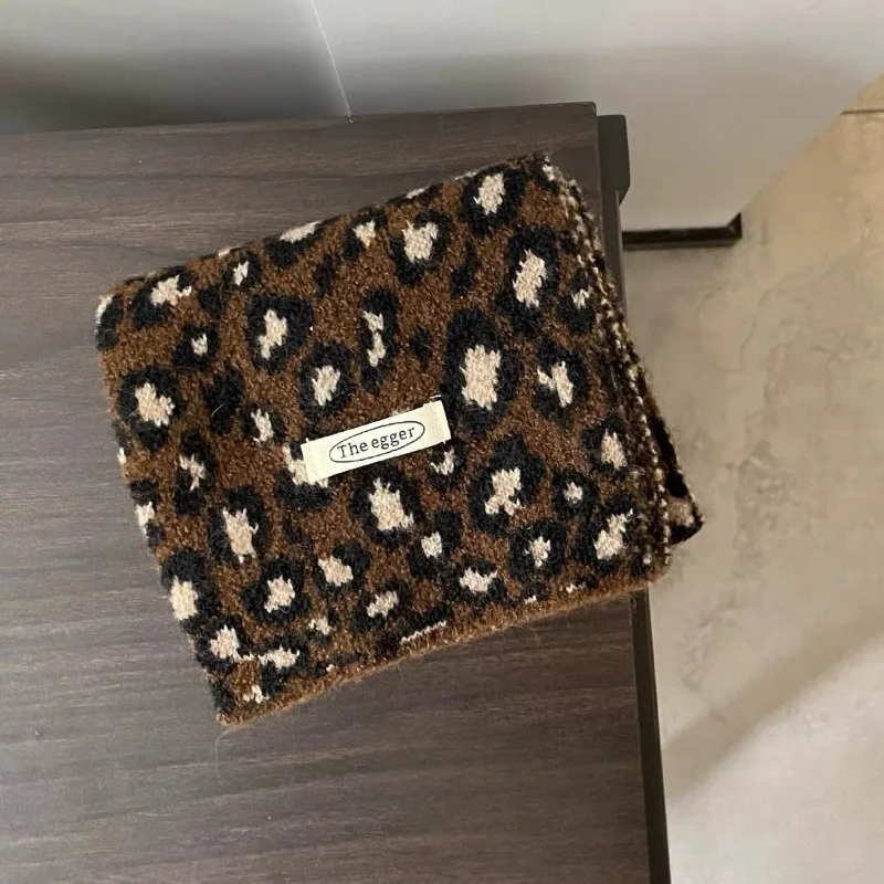 Coreia ins crianças inverno bebê meninas cachecol bonito leopardo impressão cachecóis meninos kawaii macio manter quente malha cachecóis criança accessoire