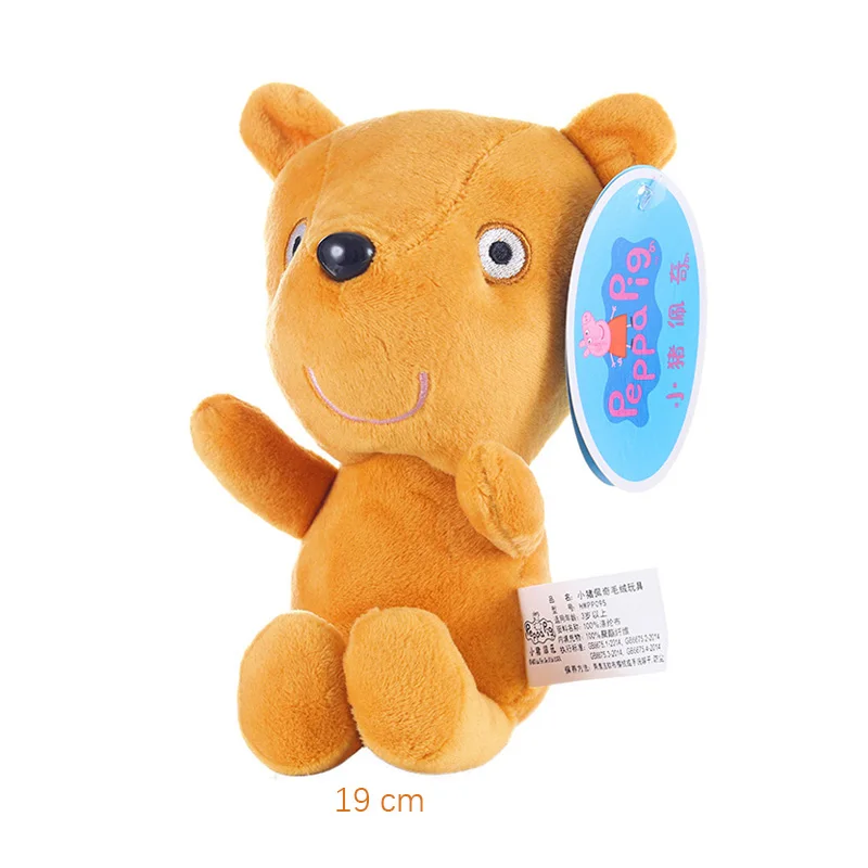 19cm Oryginalna Świnkę Peppa Pluszowe zabawki George Eddie Bear Mr Dinosaur Cartoon Anime Figurka Wypchane pluszowe zabawki Dzieci Prezent świąteczny Zabawka