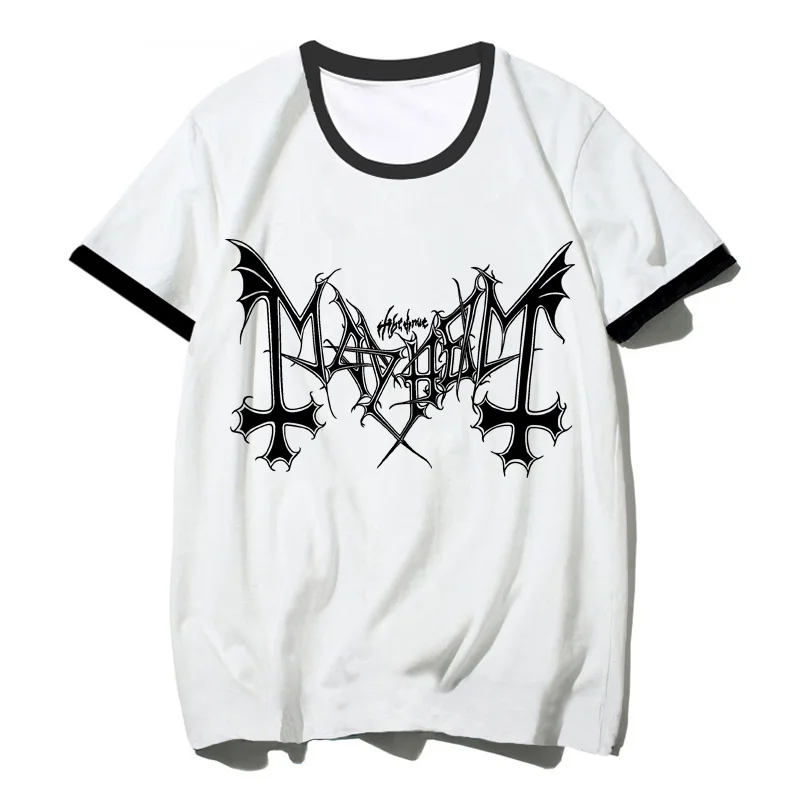 Mayhem-Camiseta informal para hombre, ropa de calle Y2k, blanca, estampada, Hip Hop, 2022