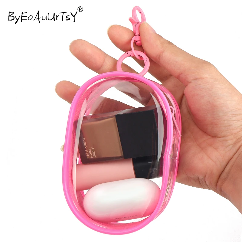 

Waterproof Transparent Multi Functional Macaron Storage Bag Keychain Loop Cosmetics Charger Portable Storage Summer Beach Bags