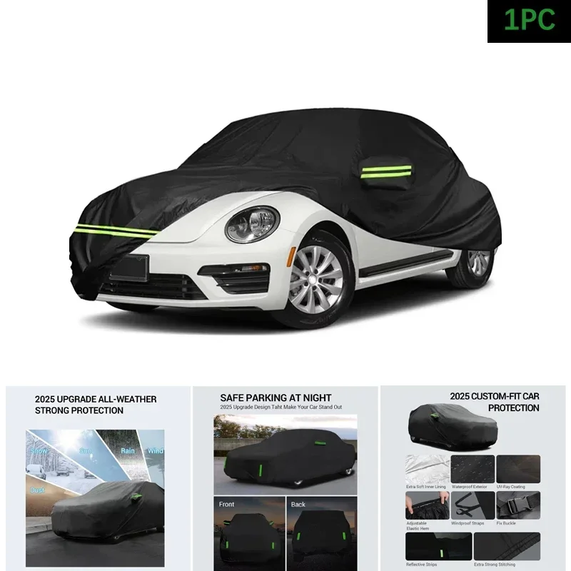 

Waterproof Car Cover Compatible All Weather 210T Windproof Car Covers for Sun Rain Snow For 1998-2022 Volkswagen New Beetle