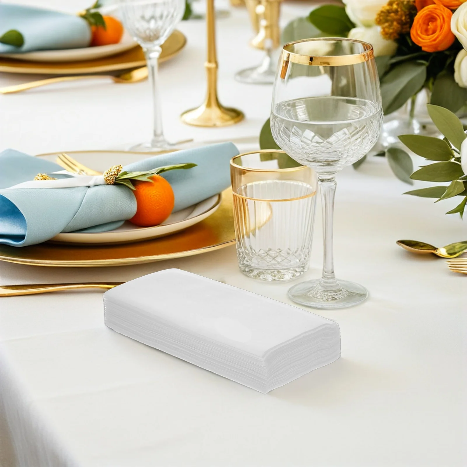 

50Pcs Thick White Paper Napkins Lint-Free Disposable Dinner Napkins for Wedding Reception Party Fine Dining Events